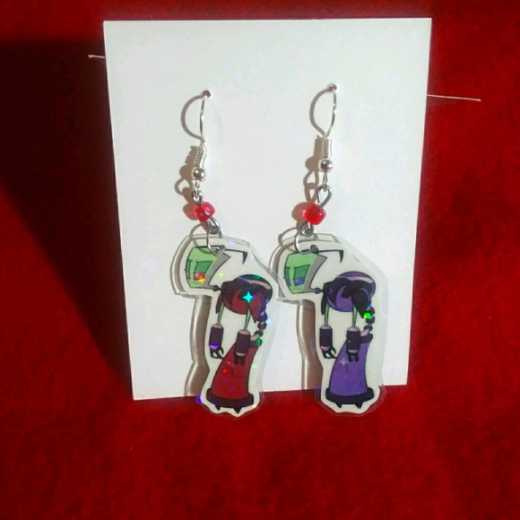 Handmade Laminate Invader Zim The Tallest Earrings - Picture 1 of 1